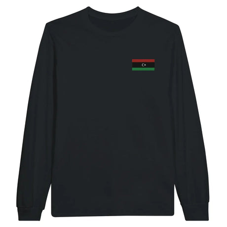 T-shirt à manches longues drapeau libye en broderie - pixelformaflag