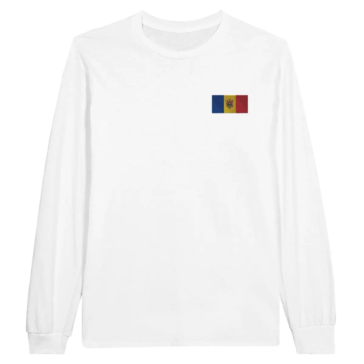 T-shirt à manches longues drapeau moldavie en broderie - pixelformaflag