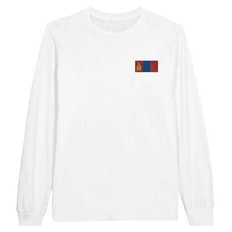 T-shirt à manches longues drapeau mongolie en broderie - pixelformaflag