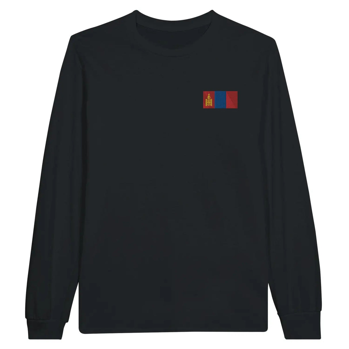 T-shirt à manches longues drapeau mongolie en broderie - pixelformaflag