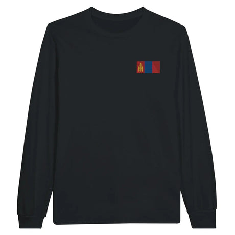 T-shirt à manches longues drapeau mongolie en broderie - pixelformaflag