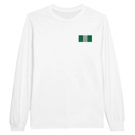 T-shirt à manches longues drapeau nigeria en broderie - pixelformaflag