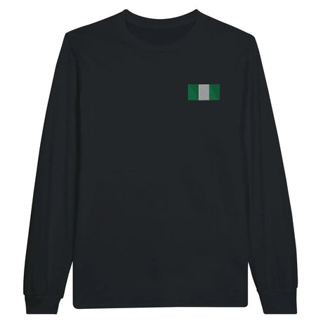 T-shirt à manches longues drapeau nigeria en broderie - pixelformaflag