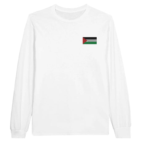 T-shirt à manches longues drapeau palestine en broderie - pixelformaflag