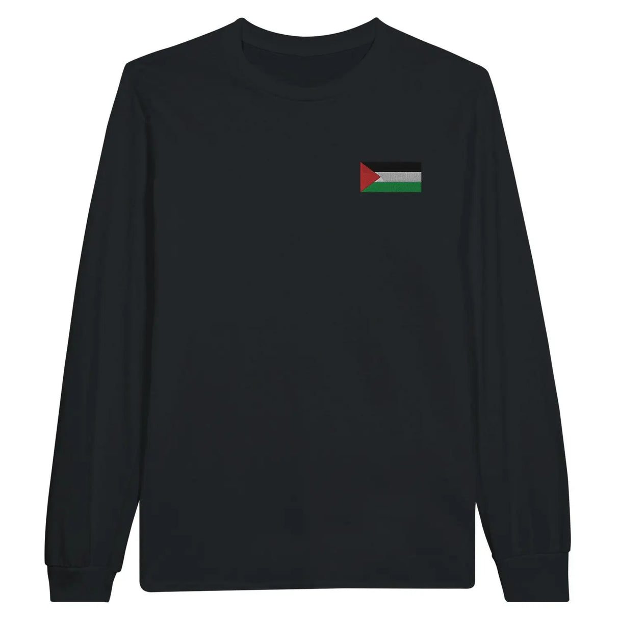 T-shirt à manches longues drapeau palestine en broderie - pixelformaflag