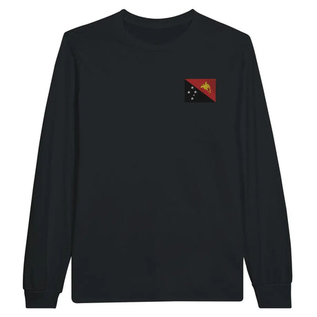 T-shirt à manches longues drapeau papouasie-nouvelle-guinée en broderie - pixelformaflag