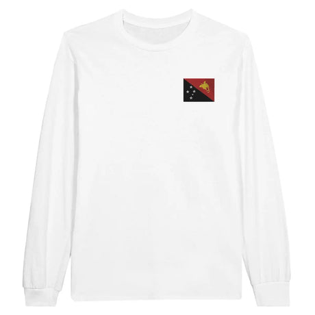 T-shirt à manches longues drapeau papouasie-nouvelle-guinée en broderie - pixelformaflag