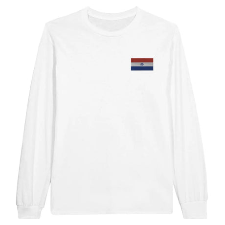 T-shirt à manches longues drapeau paraguay en broderie - pixelformaflag