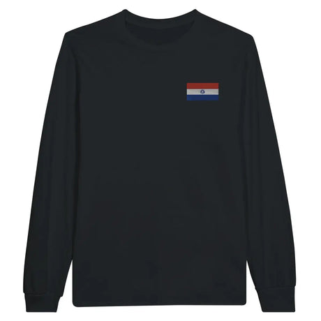 T-shirt à manches longues drapeau paraguay en broderie - pixelformaflag