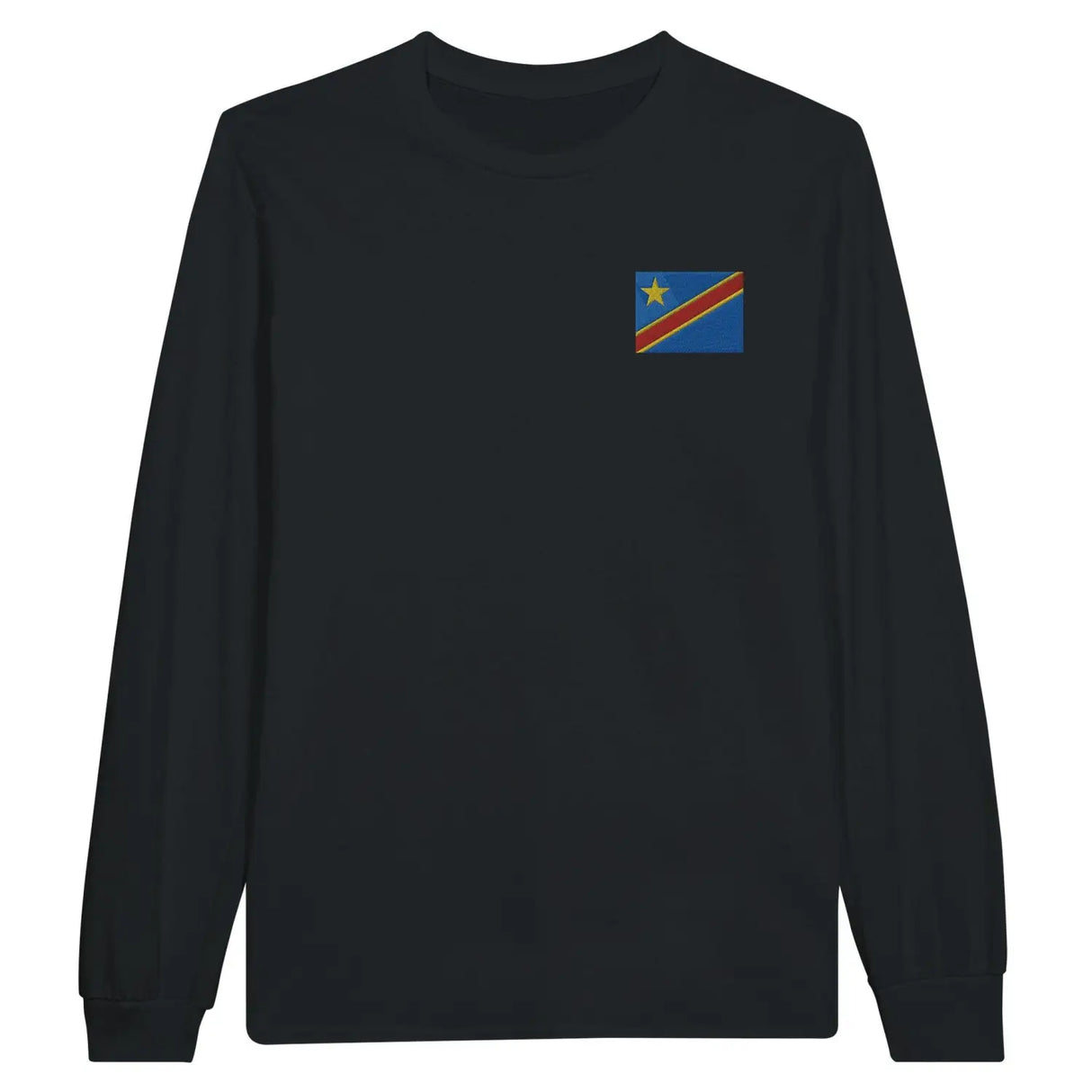 T-shirt à manches longues drapeau république démocratique du congo en broderie - pixelformaflag