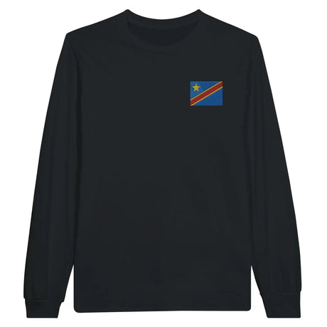 T-shirt à manches longues drapeau république démocratique du congo en broderie - pixelformaflag