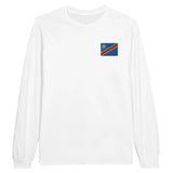 T-shirt à manches longues drapeau république démocratique du congo en broderie - pixelformaflag