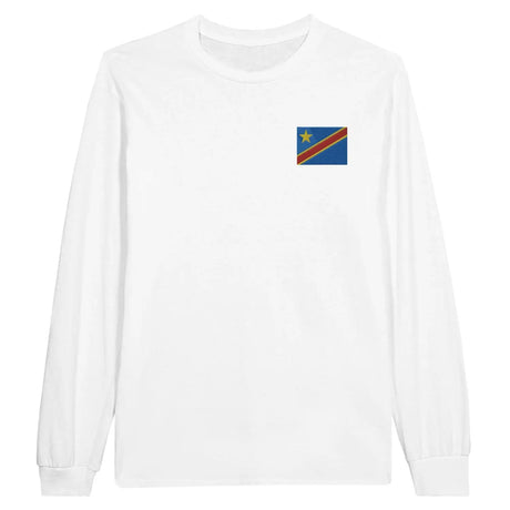 T-shirt à manches longues drapeau république démocratique du congo en broderie - pixelformaflag