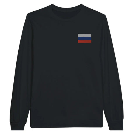 T-shirt à manches longues drapeau russie en broderie - pixelformaflag