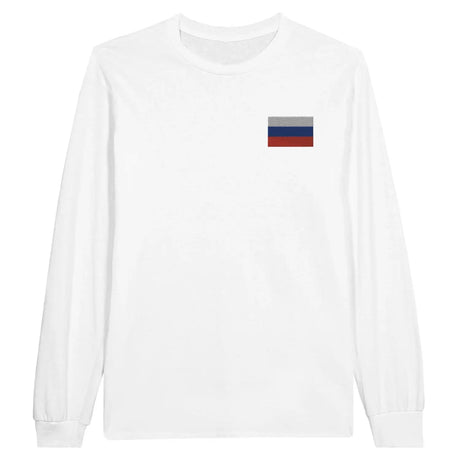 T-shirt à manches longues drapeau russie en broderie - pixelformaflag