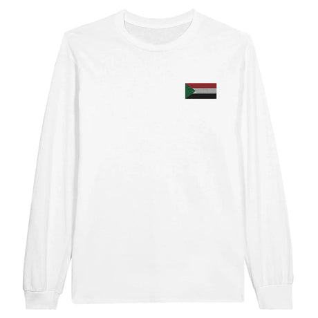 T-shirt à manches longues drapeau soudan en broderie - pixelformaflag