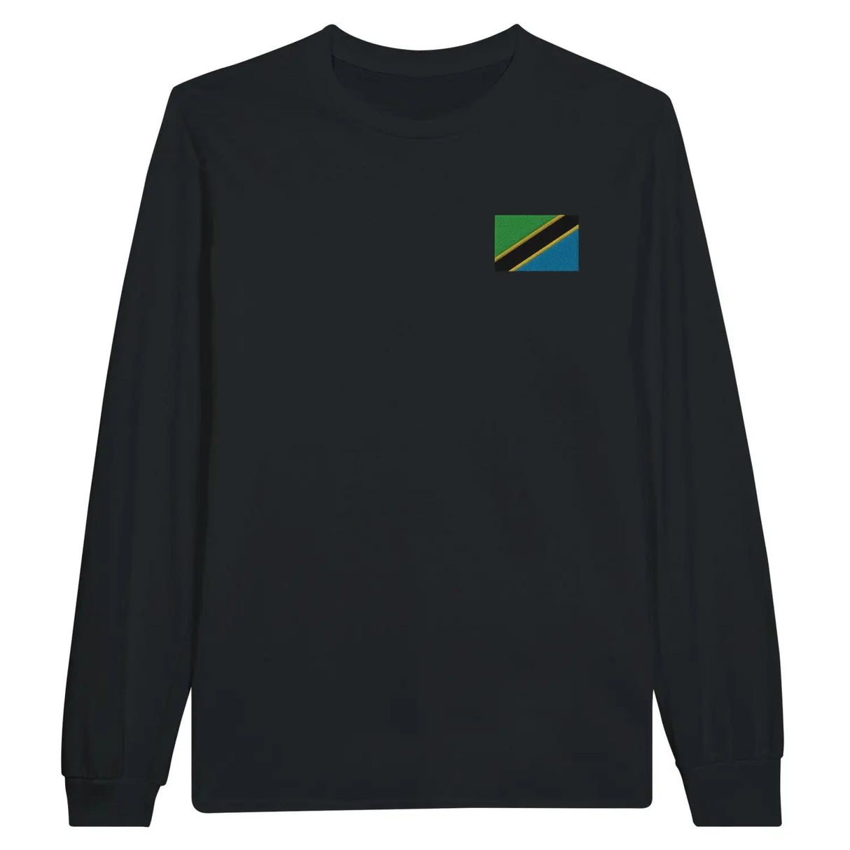 T-shirt à manches longues drapeau tanzanie en broderie - pixelformaflag
