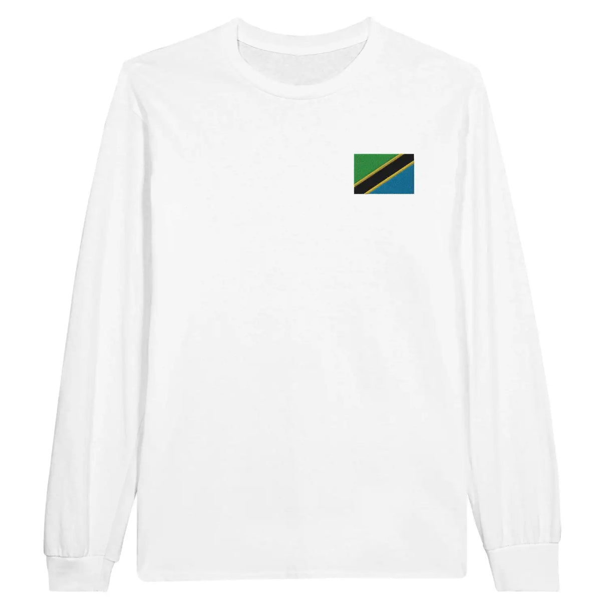 T-shirt à manches longues drapeau tanzanie en broderie - pixelformaflag