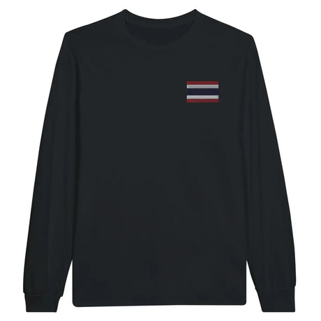 T-shirt à manches longues drapeau thaïlande en broderie - pixelformaflag