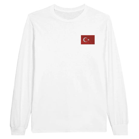 T-shirt à manches longues drapeau turquie en broderie - pixelformaflag
