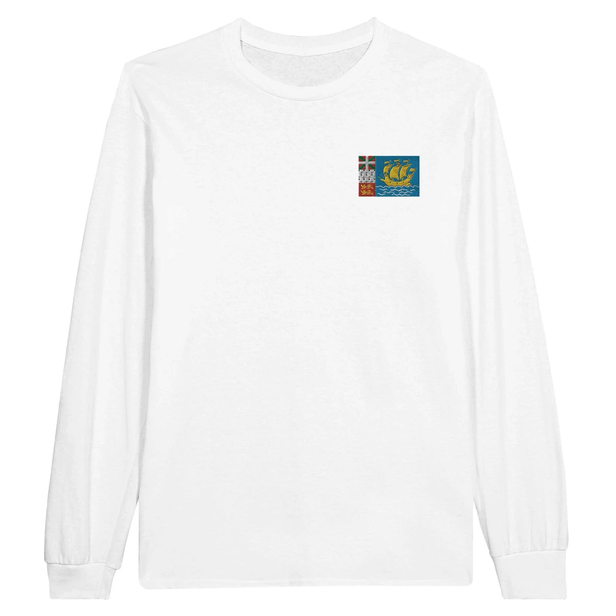 T-shirt à manches longues saint-pierre-et-miquelon brodé coton