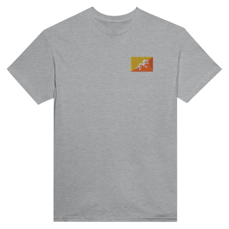 T-shirt drapeau bhoutan broderie couleur coton mélangé