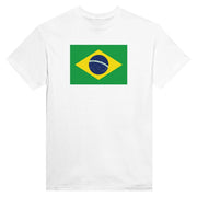 T-shirt drapeau brésil imprimé coton mélangé manches longues