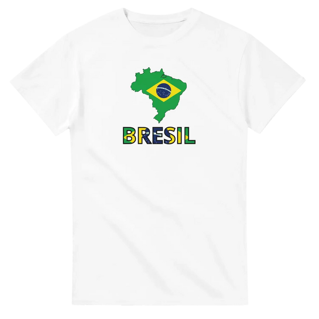 T-shirt drapeau brésil en carte - pixelforma