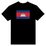 T-shirt drapeau cambodge brodé coton mélangé élégant