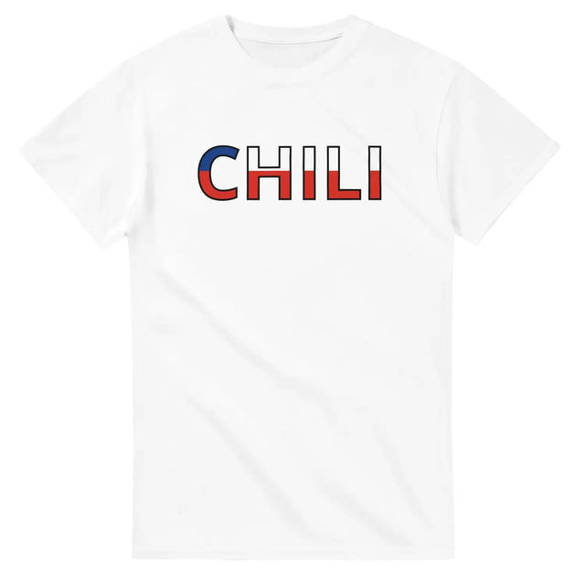 T-shirt drapeau chili en écriture - pixelforma