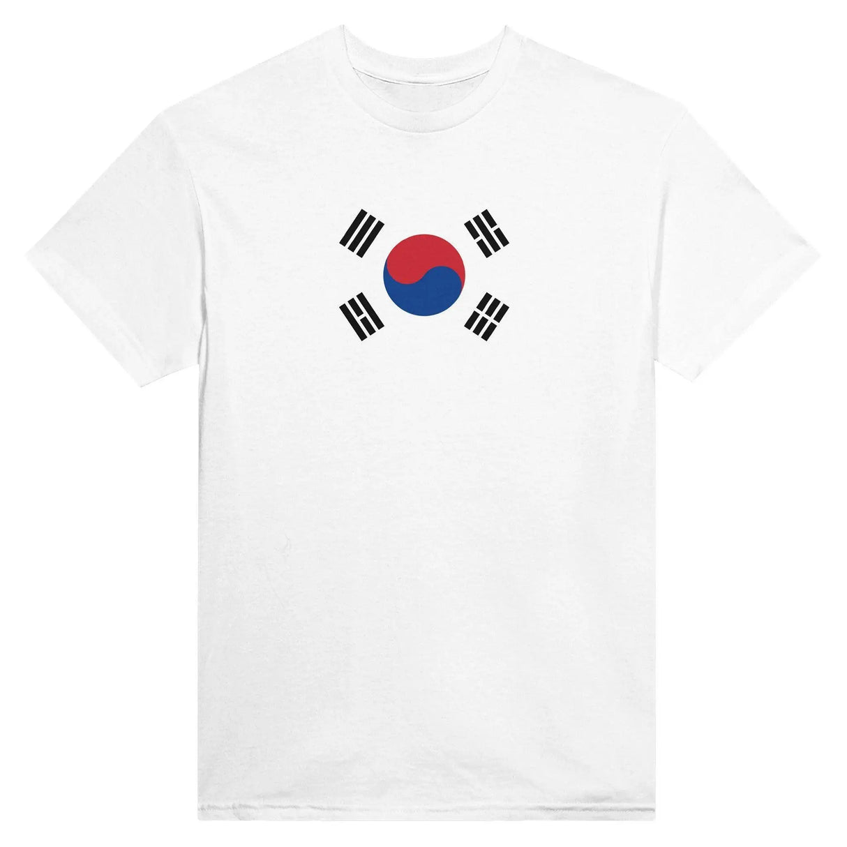 T-shirt drapeau corée du sud brodé en coton mélangé