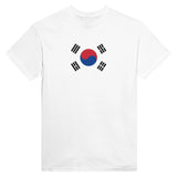 T-shirt drapeau corée du sud brodé en coton mélangé