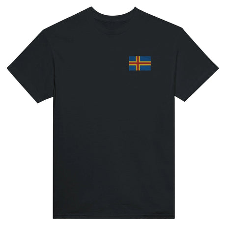 T-shirt drapeau d’åland coton mélangé broderie couleur
