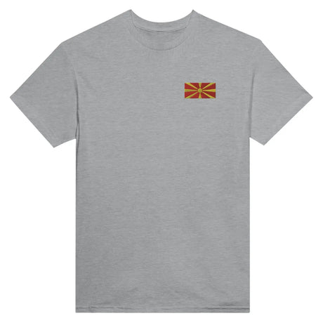 T-shirt drapeau de la macédoine du nord en broderie - pixelformaflag