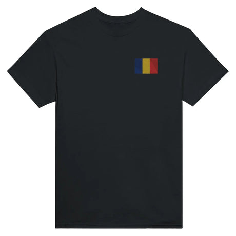 T-shirt drapeau de la roumanie en broderie - pixelformaflag