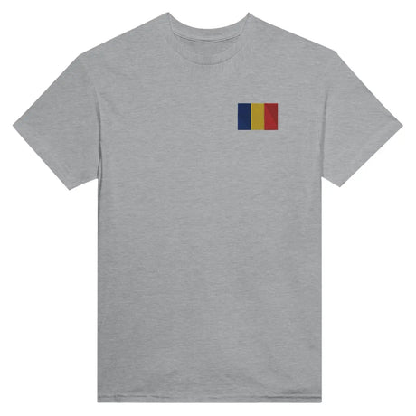 T-shirt drapeau de la roumanie en broderie - pixelformaflag