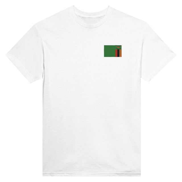 T-shirt Drapeau de la Zambie en broderie - Pixelforma