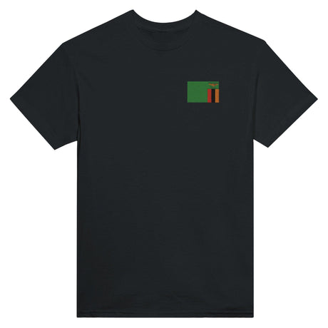 T-shirt Drapeau de la Zambie en broderie - Pixelforma 