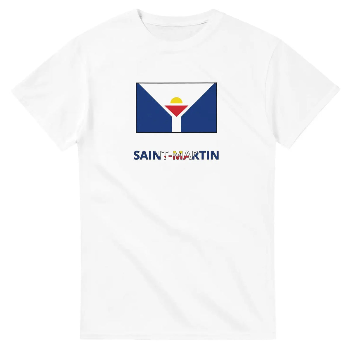 T-shirt drapeau de saint-martin en texte - pixelforma