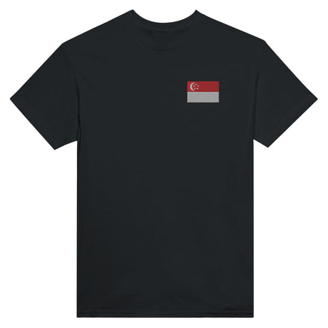 T-shirt Drapeau de Singapour en broderie - Pixelforma 