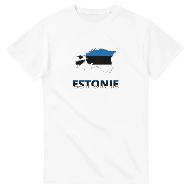 T-shirt drapeau estonie en carte - pixelforma