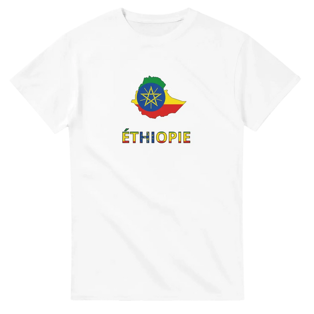 T-shirt drapeau éthiopie en carte - pixelforma