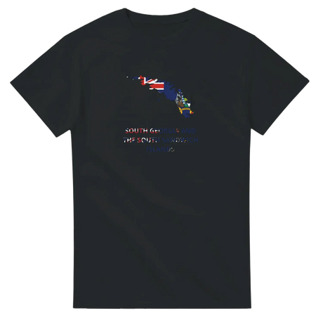 T-shirt drapeau géorgie du sud-et-les îles sandwich du sud carte - pixelforma