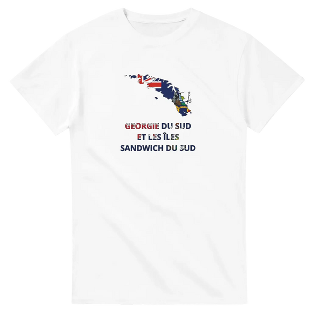 T-shirt drapeau géorgie du sud-et-les îles sandwich du sud en carte - pixelforma