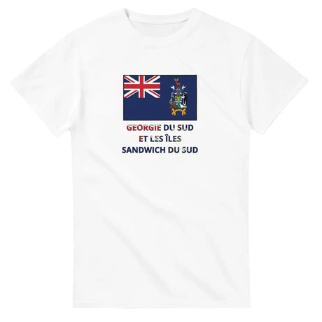 T-shirt drapeau géorgie du sud-et-les îles sandwich du sud en texte - pixelforma