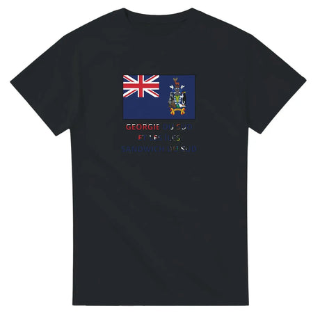 T-shirt drapeau géorgie du sud-et-les îles sandwich du sud en texte - pixelforma