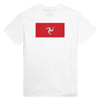 T-shirt drapeau île de man brodé en coton mélangé