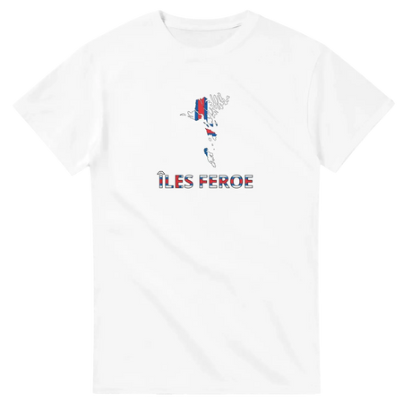 T-shirt drapeau îles féroé en carte - pixelforma