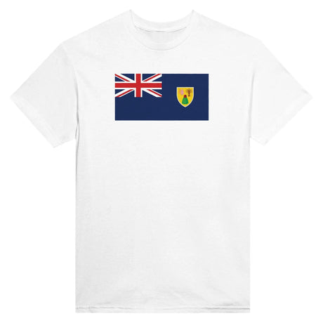 T-shirt drapeau îles turques-et-caïques brodé coton mélangé