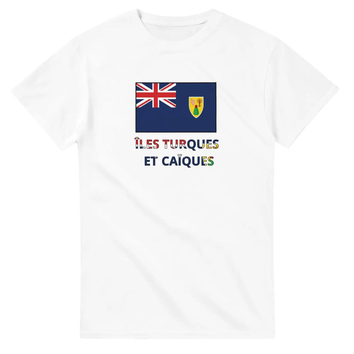 T-shirt drapeau îles turques-et-caïques en texte - pixelforma